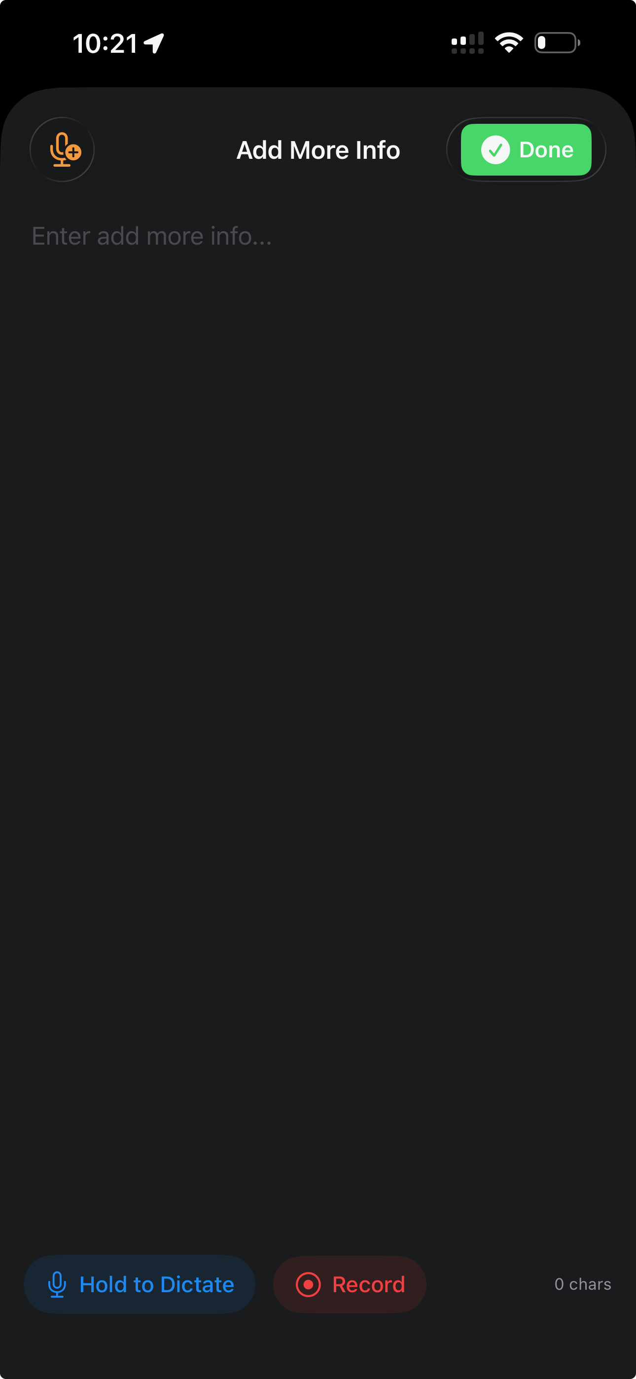 Add More Info Screen